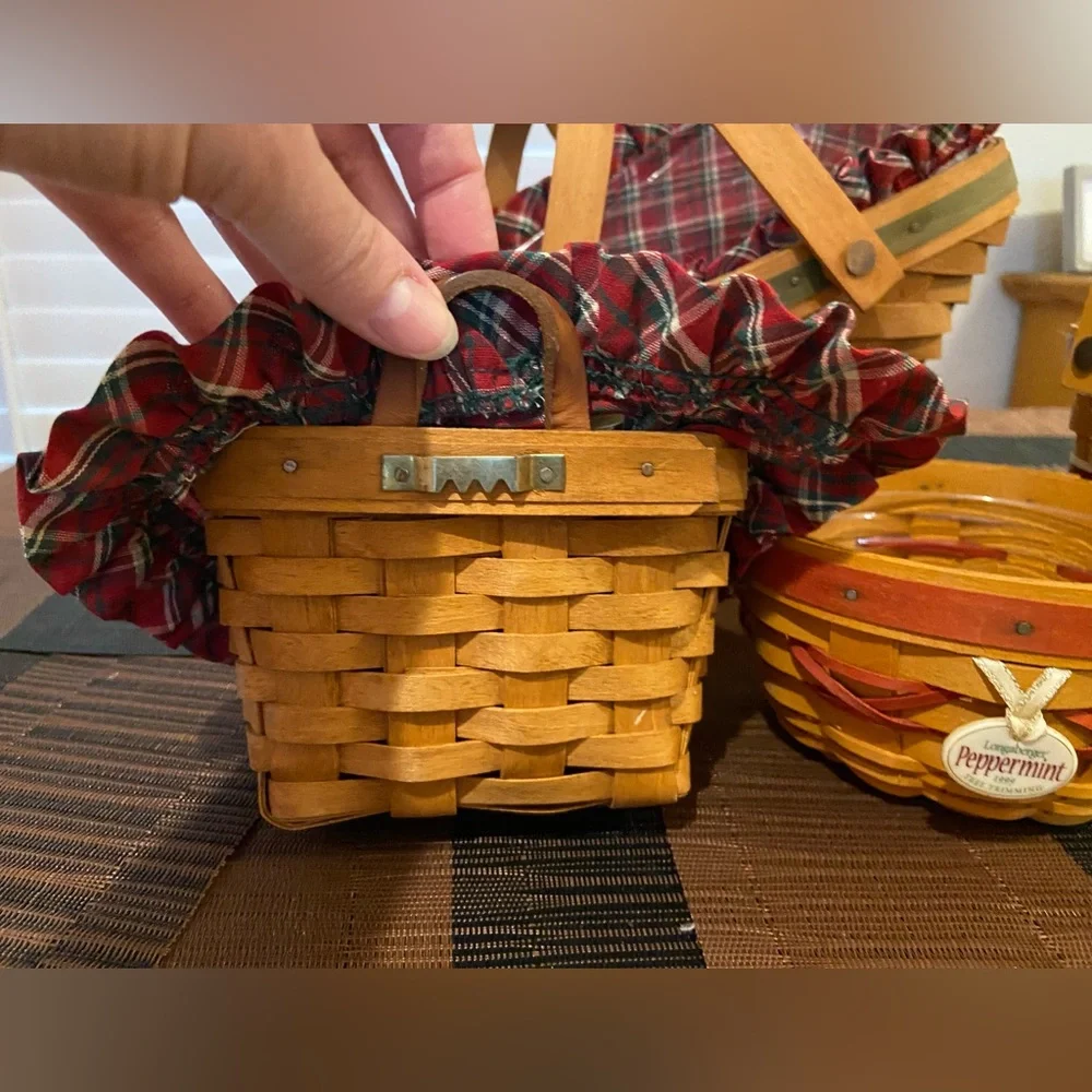 Vintage Longaberger baskets Christmas theme red plaids, set of 3
